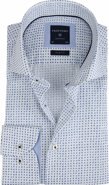 Profuomo Overhemd Stippen Blauw