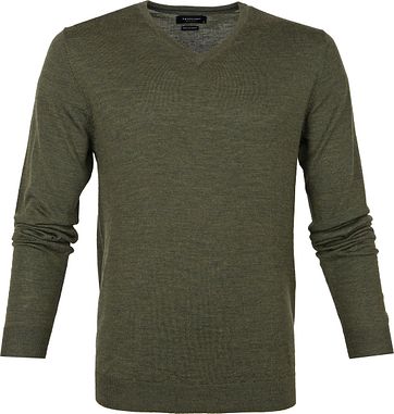 Profuomo Pullover Merino V-Hals Army