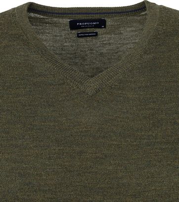 Profuomo Pullover Merino V-Hals Army