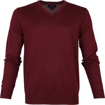 Profuomo Pullover Merino V-Hals Bordeaux