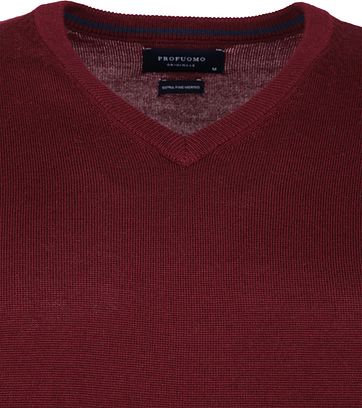 Profuomo Pullover Merino V-Hals Bordeaux