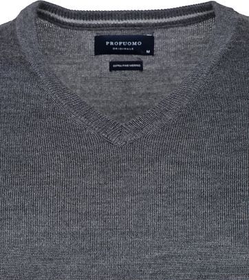 Profuomo Pullover Merino V-Hals Dunkelgrau