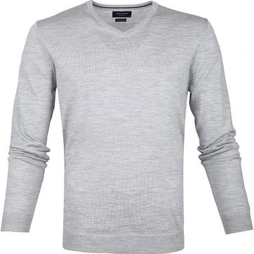 Profuomo Pullover Merino V-Hals Grau