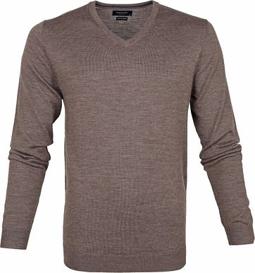 Profuomo Pullover Merino V-Hals Taupe