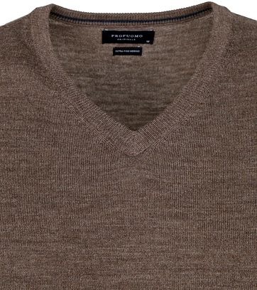 Profuomo Pullover Merino V-Hals Taupe