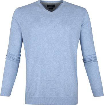 Profuomo Pullover V-Hals Hellblau