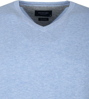 Profuomo Pullover V-Hals Hellblau