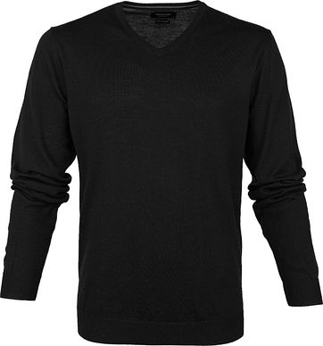 Profuomo Pullover V-Hals Schwarz