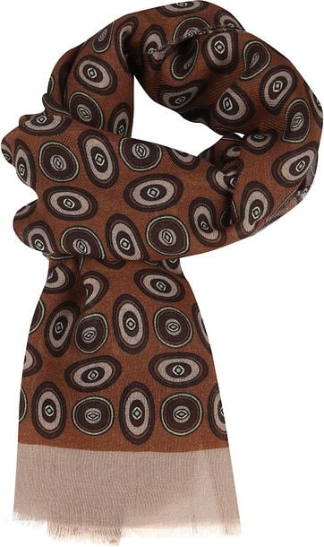 Profuomo Schal Gewoben Vintage Print Braun