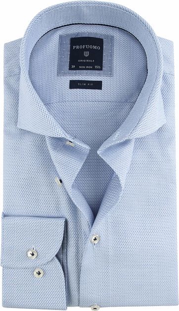 Profuomo Shirt Herringbone Blue