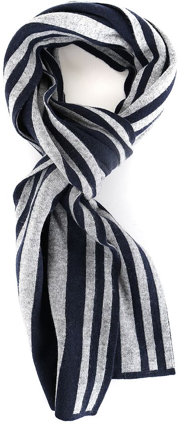 Profuomo Sjaal Donkerblauw Grijs Streep profuomo kopen in de aanbieding