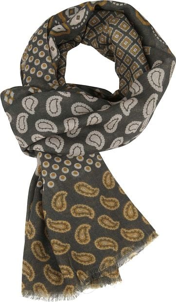 Profuomo Sjaal Geweven Vintage Print Groen