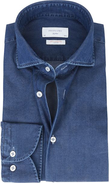 Profuomo Sky Blue SF Shirt Denim Dark Blue