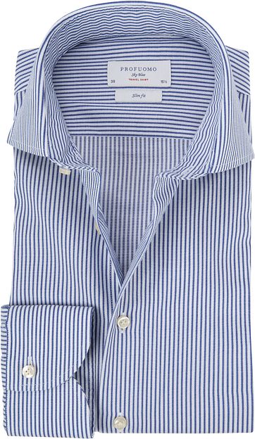 Profuomo Sky Blue Travel Shirt Blue Stripes