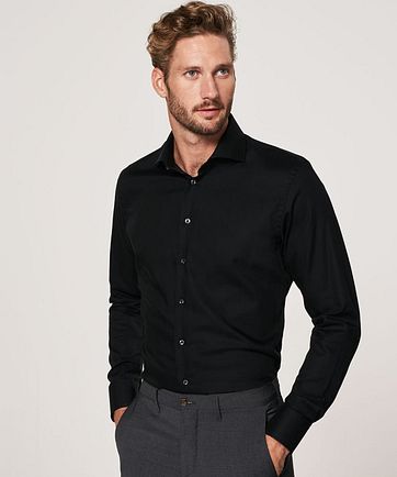 Profuomo Strijkvrij Overhemd Zwart