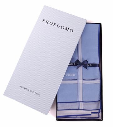 Profuomo Taschentücher Set 3 Stück Blau Weiß