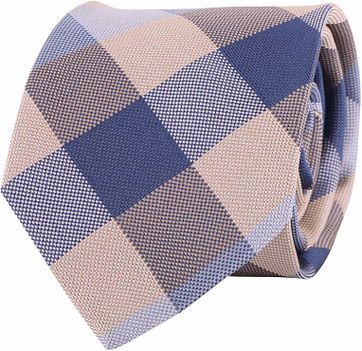 Profuomo Tie Blue + Beige Checkered
