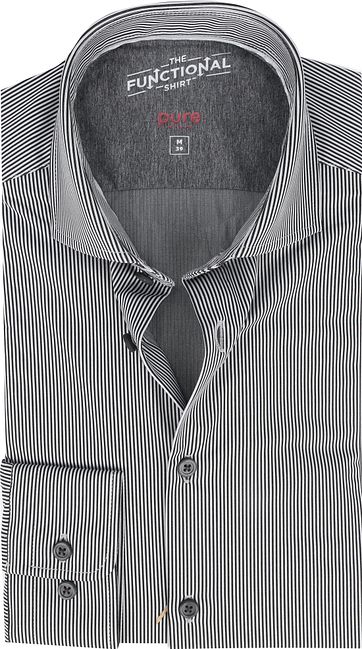 Pure Functional Shirt Streifen Schwarz