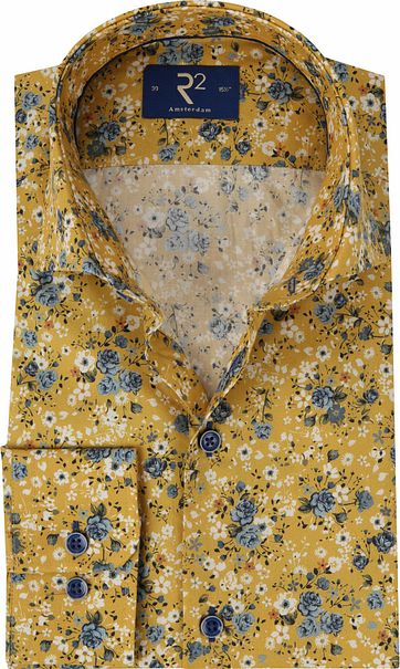 R2 Hemd Blumen Ockergelb