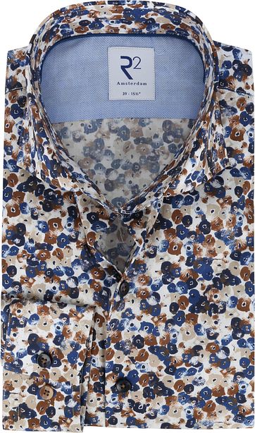 R2 Hemd Print Braun Blau