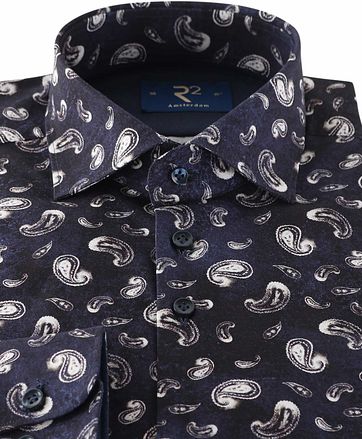 R2 Modern Fit Hemd Dunkelblau Paisley