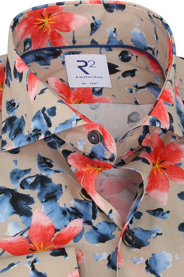 R2 Overhemd Beige Bloemen