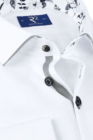 R2 Overhemd Uni Bloem Wit
