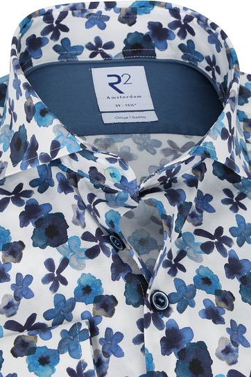 R2 Shirt Dark Blue Flowers