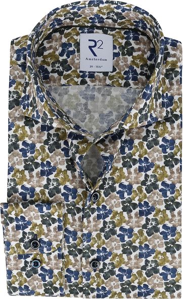 R2 Shirt Flowers Green Blue