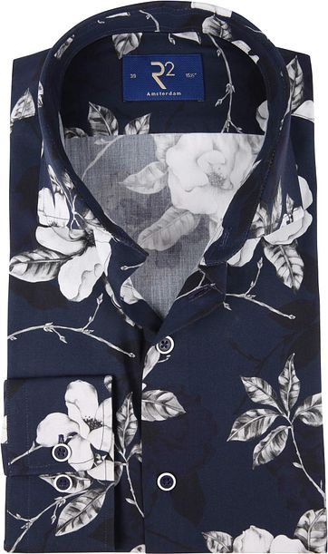 R2 Shirt Flowers Navy