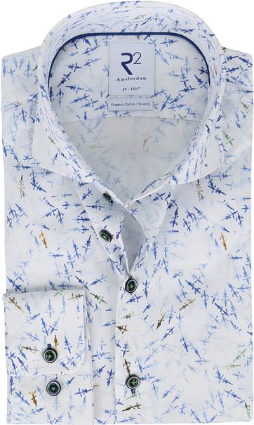 R2 Shirt Print Blue White