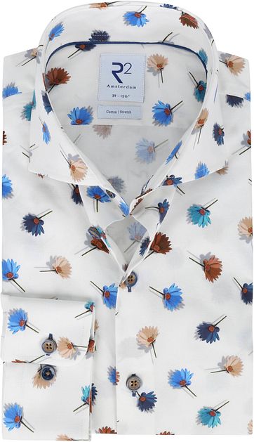 R2 Shirt White Flowers Multi Color