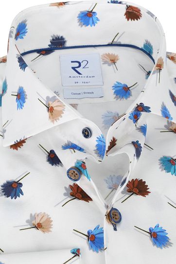 R2 Shirt White Flowers Multi Color