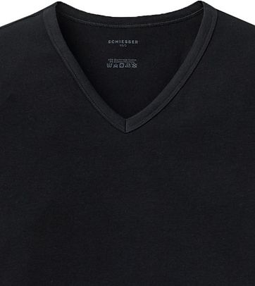 Schiesser T-shirt V-hals Schwarz