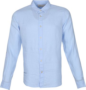 Scotch and Soda Hemd Leinen Garment Dyed Blau