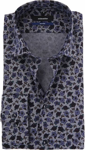 Seidensticker Overhemd Bloem Blauw
