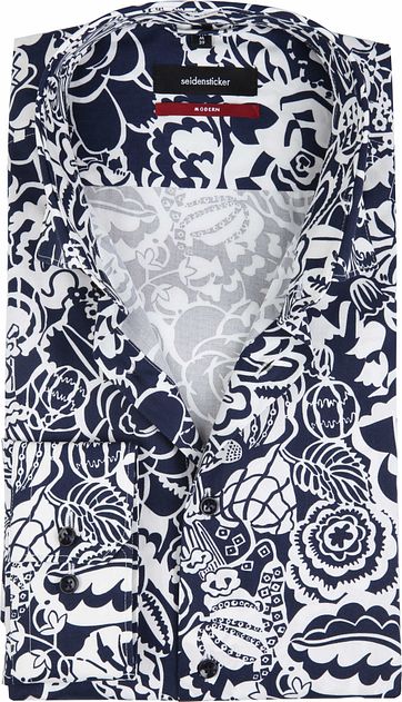 Seidensticker Overhemd MF Flower Navy