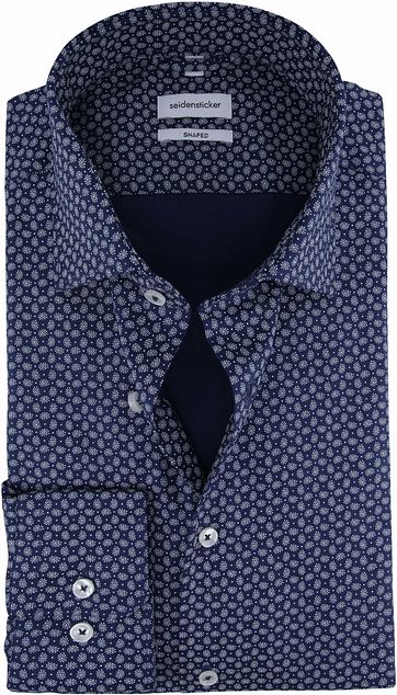 Seidensticker Overhemd Shaped Paisley Navy