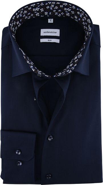 Seidensticker Overhemd Slim Navy