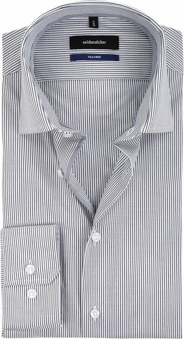 Seidensticker Strijkvrij Streep Zwart Wit