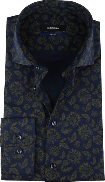 Seidensticker TF Overhemd Bloemen Navy