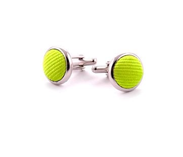 Silk Cufflinks Lime Green F04