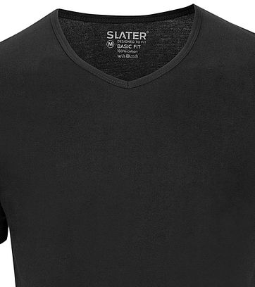 Slater 2er-Pack Basic Fit T-shirt V-Ausschnitt Schwarz