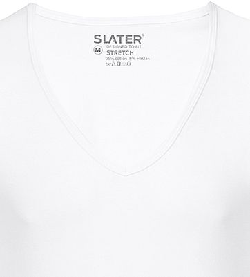 Slater 2er-Pack Stretch T-shirt Tiefer V-Ausschnitt Weiß