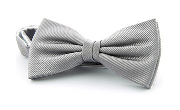 Smoking Fliege Seide Silber F48