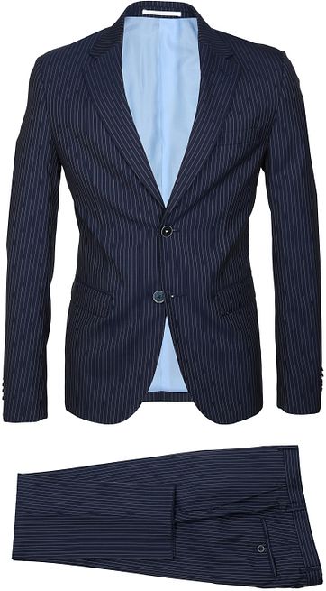 Suitable Anzug Strato Streifen Dunkelblau