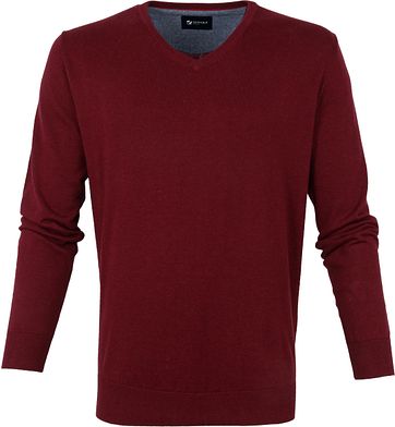 Suitable Baumwolle Vini Pullover V-Ausschnitt Bordeaux