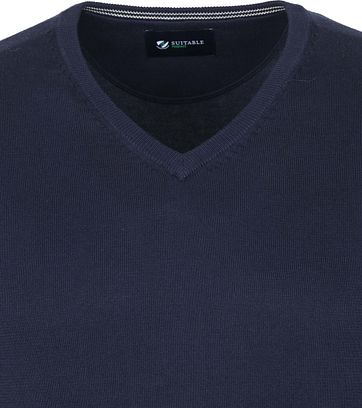 Suitable Baumwolle Vini Pullover V-Ausschnitt Navy