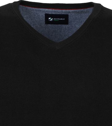 Suitable Baumwolle Vini Pullover V-Ausschnitt Schwarz