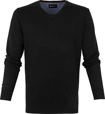 Suitable Baumwolle Vini Pullover V-Ausschnitt Schwarz